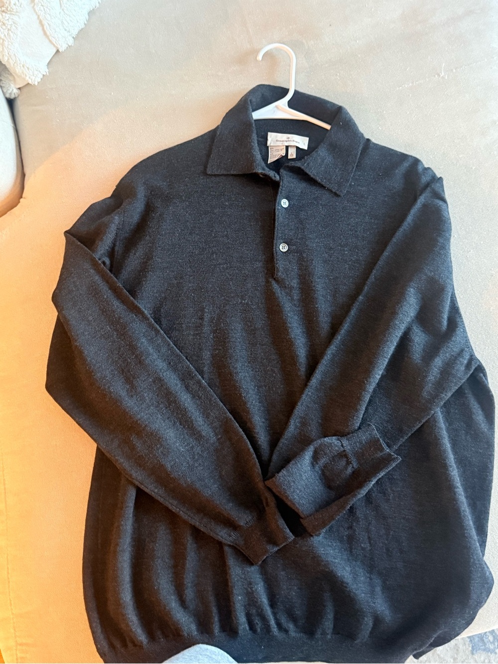 Ermenegildo Zegna Black Long-Sleeve Polo Sweater